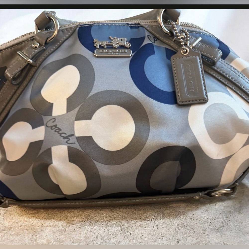 Coach Blue, Gray & White Signature Satchel